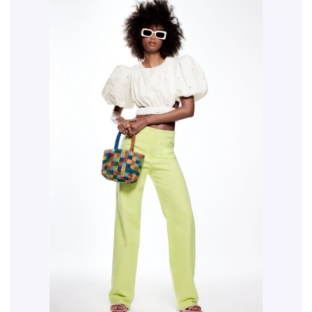 Zara | Gingham Straight Leg Pants
